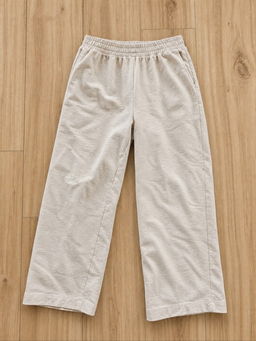 100% Cotton Wide-Leg Pants Light Beige